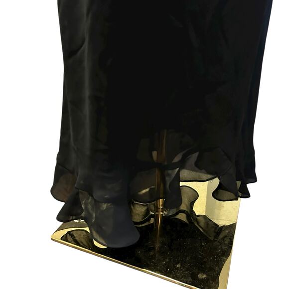 Positive Attitude Vintage Little Black Dress Semi Sheer Lined Ruffle Hem SZ 14P - Picture 4 of 10